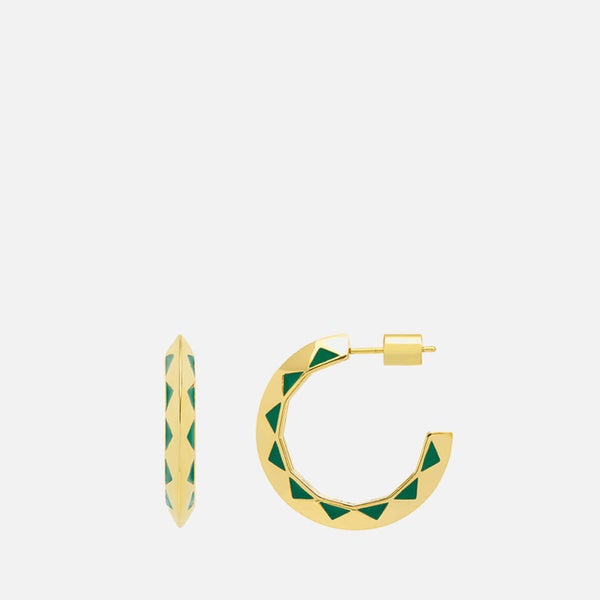 Estella Bartlett GoldPlated Quilting Pattern Inlay Hoops Malachite