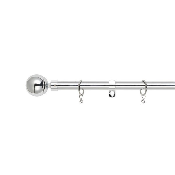 Chrome Extendable Curtain Pole with Ball Finial 120210cm (Dia 16/19mm