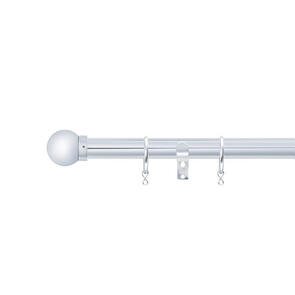 Chrome Extendable Curtain Pole with Ball Finial 120210cm (Dia 25/28mm