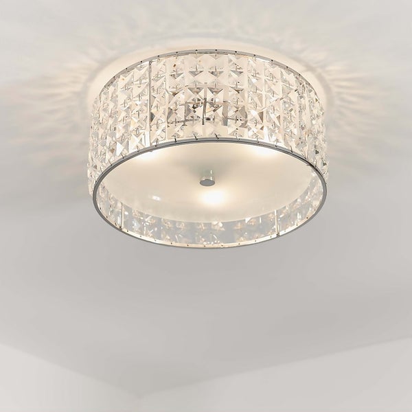 Belfont Bathroom Flush Ceiling Light Chrome Homebase