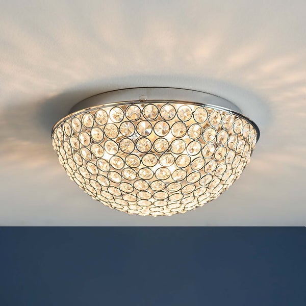 Daless Bathroom Flush Ceiling Light Chrome Effect Homebase