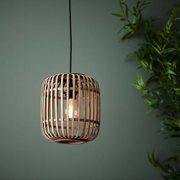 Saval Pendant Ceiling Light Natural Bamboo Homebase