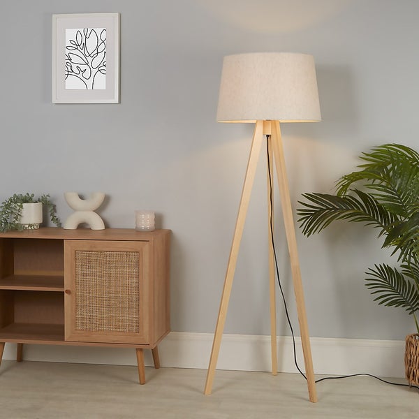 The Wooden Tripod Floor Lamp Homebase