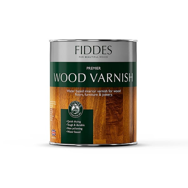 Fiddes Premier Clear Satin Wood Varnish 1L Homebase