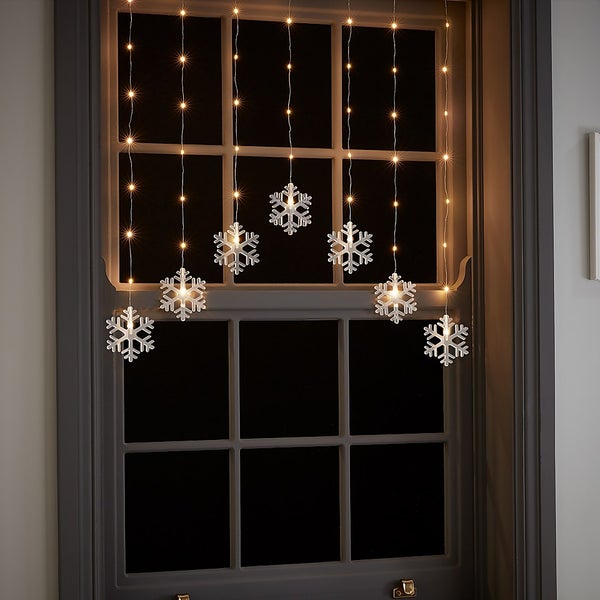 Snowflake LED Pinwire Christmas Window Curtain Light Homebase