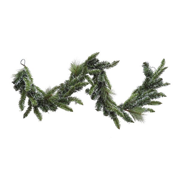 White Tipped PVC Pine Needle Christmas Garland 180cm Homebase