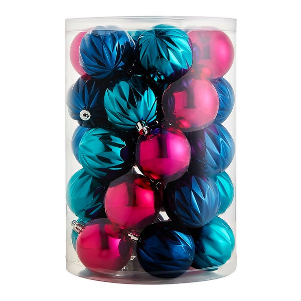Rhapsody Blues Shatterproof Christmas Bauble Decorations Pack of 30