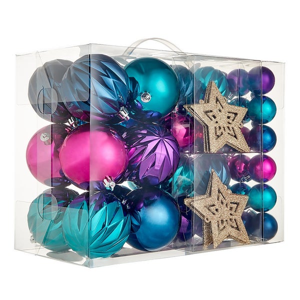 Rhapsody Blues Shatterproof Christmas Bauble Decorations Pack of 60