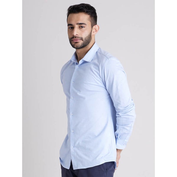 Light Blue Classic Spread Collar Cotton Casual Shirt (DAPIKIN) | Celio