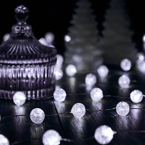 160 LED Crackle Ball Wire Multifunction String Christmas Tree Lights Bright White Homebase