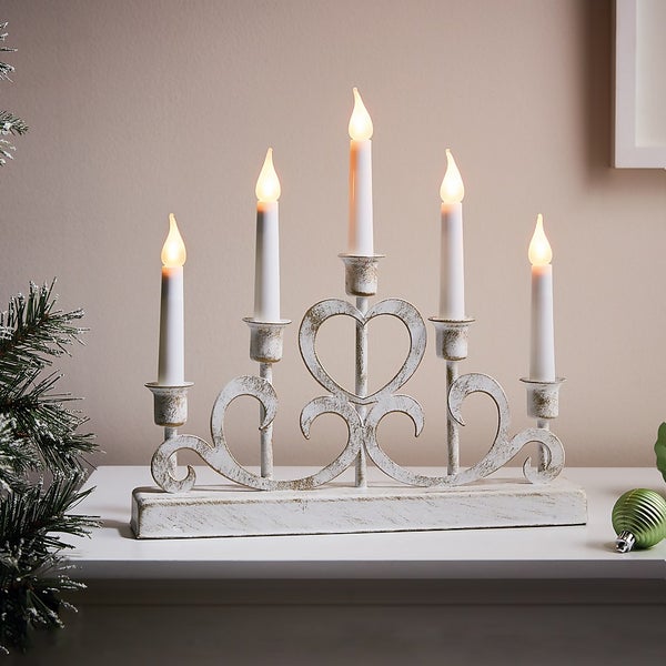 5 LED Metal Scroll Christmas Candle Bridge (Battery Operated) Homebase
