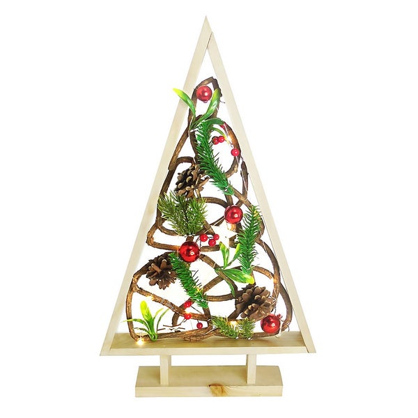 Red Berry & Willow Framed Tree Christmas Tabletop Decoration with