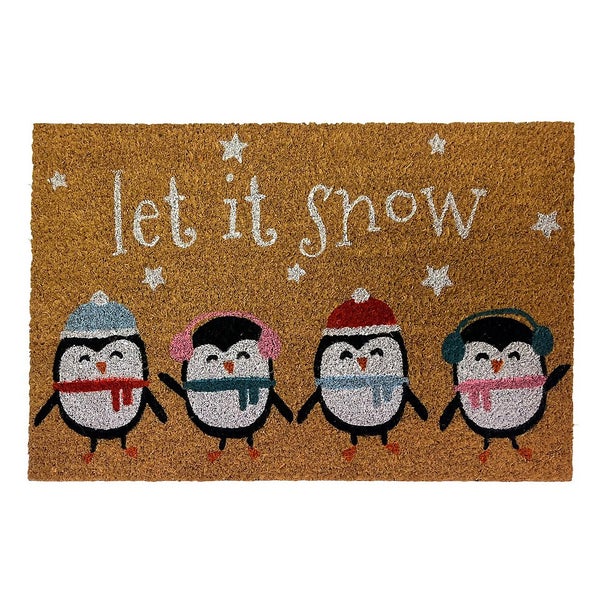 Penguins PVC & Coir Doormat 39 x 59cm Homebase