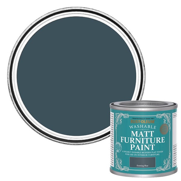 RustOleum Matt Furniture Paint Evening Blue 125ml Homebase