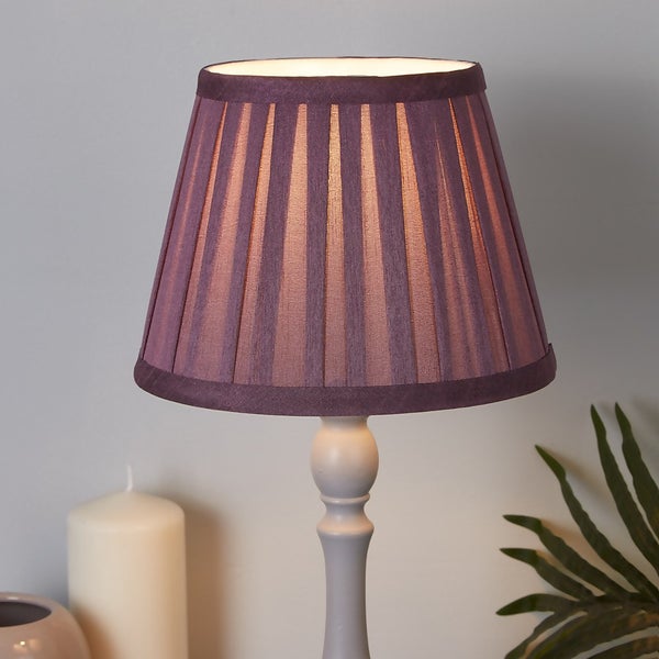 Raye Taper Pleat Silk Lamp Shade 20cm Plum Homebase