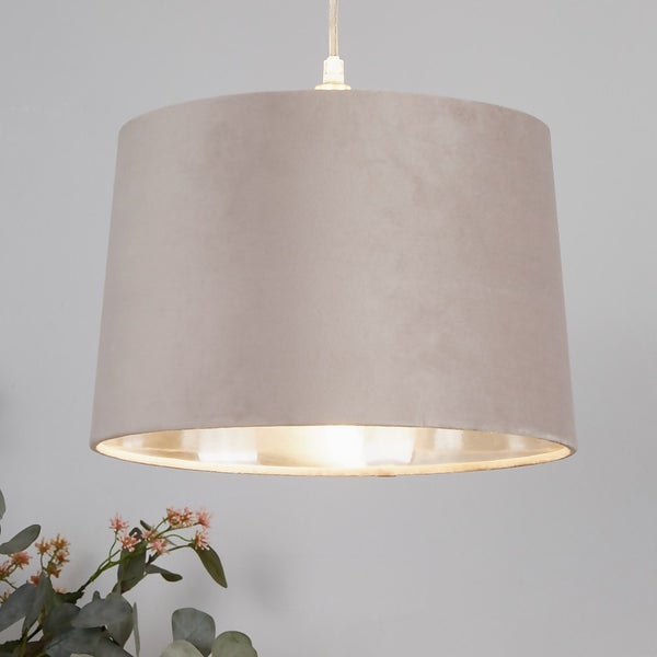 Velvet Drum Lamp Shade 30cm Mink Homebase