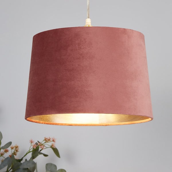 Velvet Drum Lamp Shade 30cm Rose Homebase