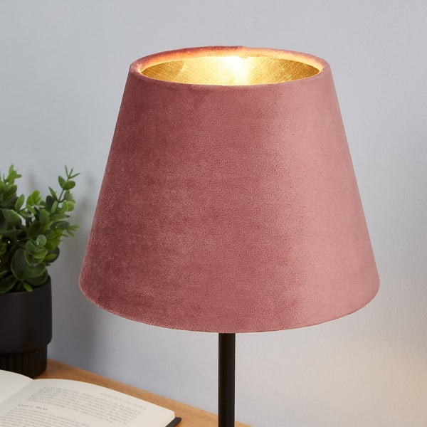 Velvet Drum Lamp Shade 20cm Rose Homebase