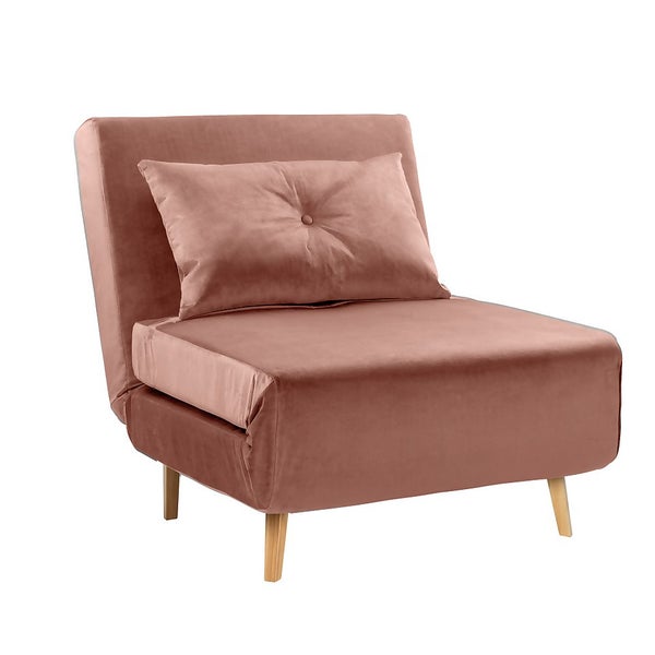 Ellia Velvet Folding Chair Bed Rose Homebase