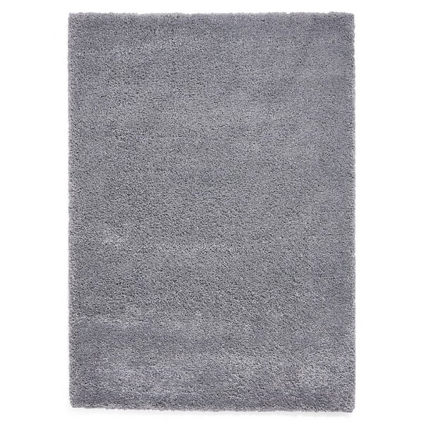 Ozzy Plain Shaggy Rug Grey 80x150cm Homebase