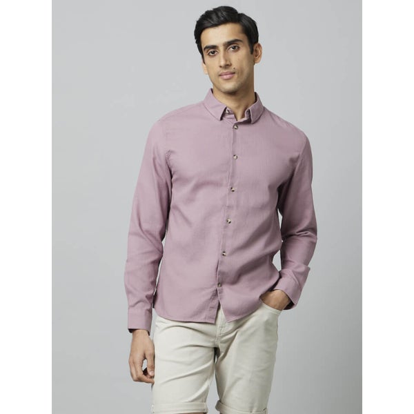 Pink Classic Spread Collar Cotton Casual Shirt (DATEXTURE) | Celio