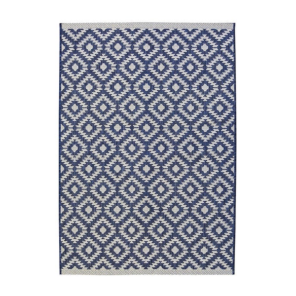Indoor Outdoor Geo Rug Navy 200x290cm Homebase