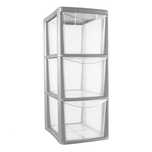 Small 3 Drawer Storage Tower Grey Homebase