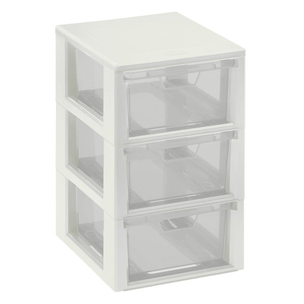 Linea Micro 3 Drawer Storage Tower - White | Homebase