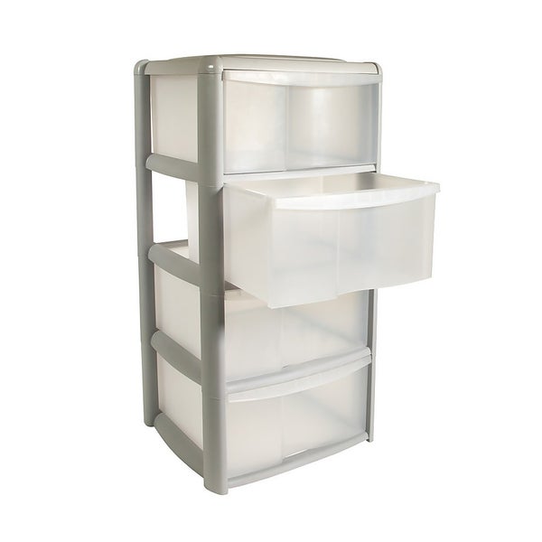 4 Drawer Storage Tower Light Grey Homebase