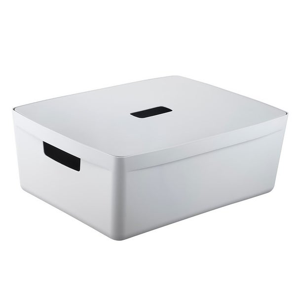 Inabox Home Storage Box & Lid 19L Windmill White Homebase