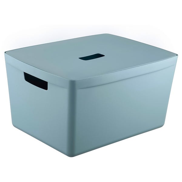 Inabox Home Storage Box & Lid 28L Cottage Blue Homebase