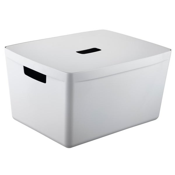 Inabox Home Storage Box & Lid 28L Windmill White Homebase
