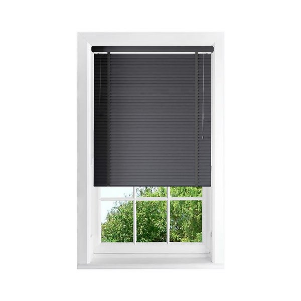Charcoal 50mm Faux Wood Blind 180x160cm Homebase