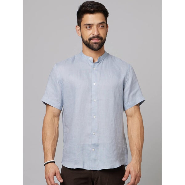 Blue Grey Classic Linen Casual Shirt (DAMAOPOC) | Celio