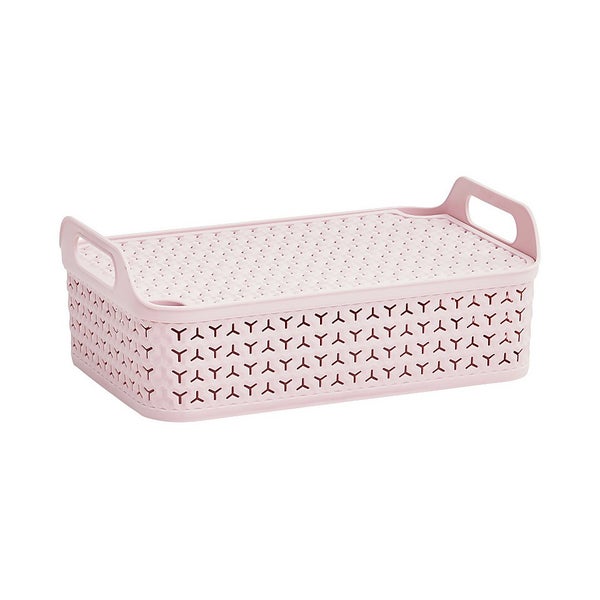 Shallow Urban Storage Basket with Lid Pink Homebase
