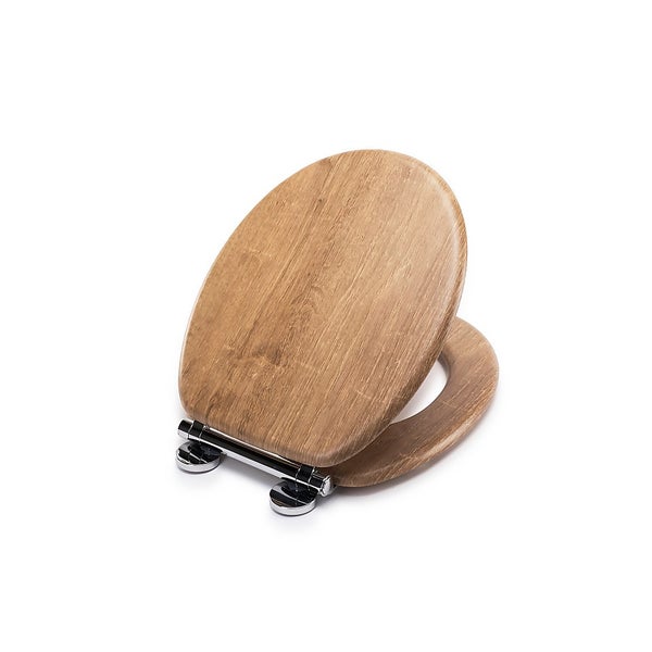 Croydex Ontario FlexiFix Toilet Seat Teak Effect Homebase