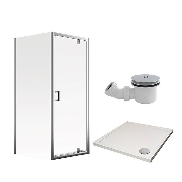Aqualux Pivot Door Shower Enclosure and Tray Package 800 x 800mm