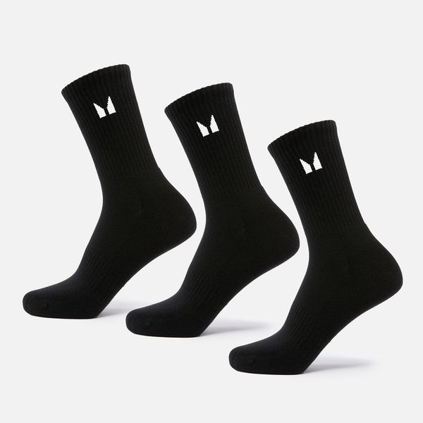 MP Unisex Crew Socks (3 Pack) - Black | MYPROTEIN™