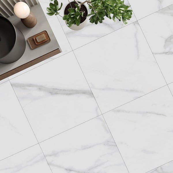 Calacatta Dover Porcelain White Marble Effect Matt Floor and Wall Tile
