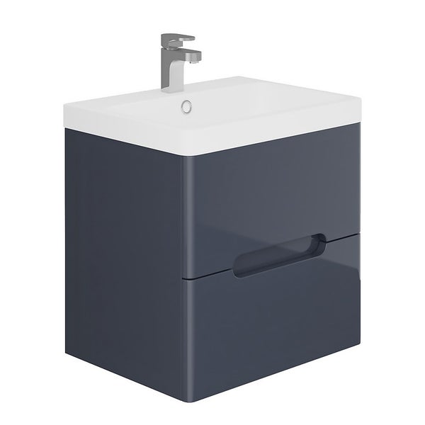 Bathstore Skye 600mm Wall Hung 2 Drawer Vanity Unit and Basin Grey