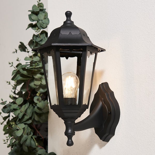 Rutland Outdoor Wall Lantern Black Homebase