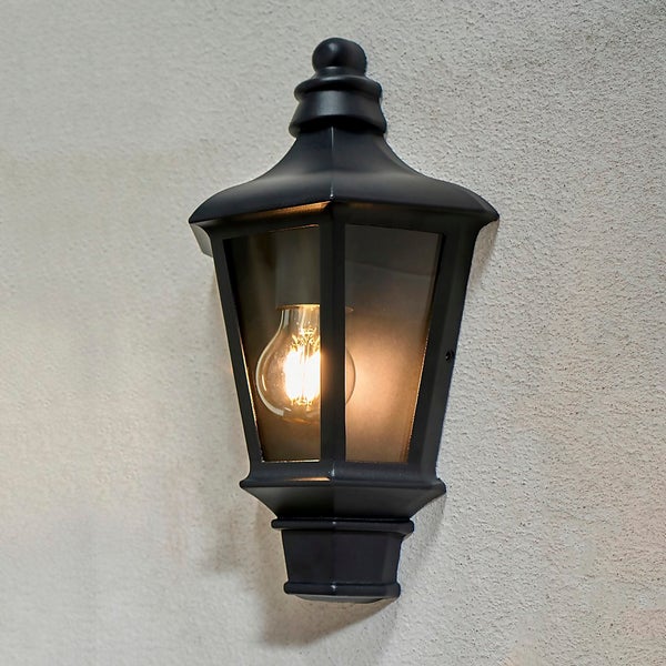 Rutland Outdoor Flush Wall Lantern Black Homebase