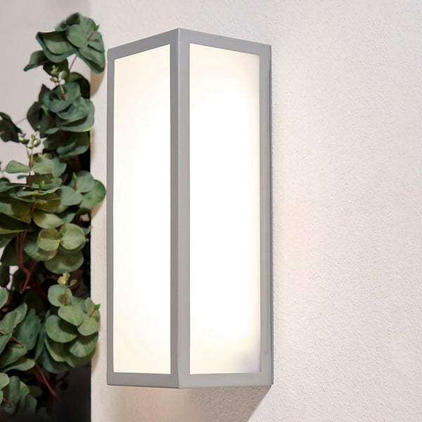 Aylesford LED Outdoor Wall Lantern Silver Homebase