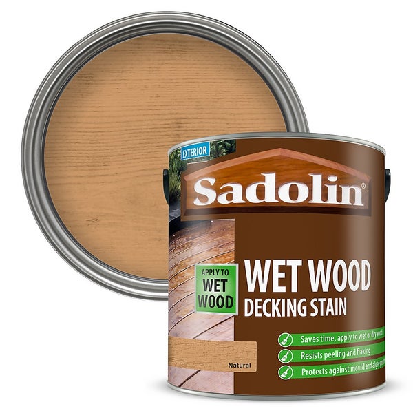 Sadolin Wet Wood Decking Stain Natural 2.5L Homebase