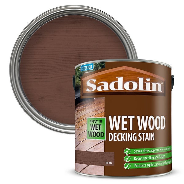 Sadolin Wet Wood Decking Stain Teak 2.5L Homebase
