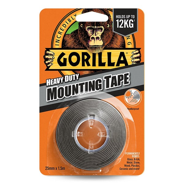 Gorilla Heavy Duty Mounting Tape 1.5m Black Homebase