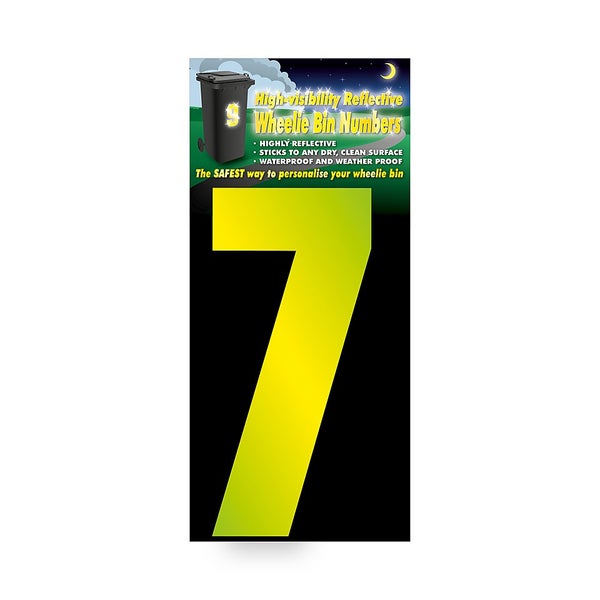 High Visibilty Reflective Self Adhesive Wheelie Bin Number Yellow