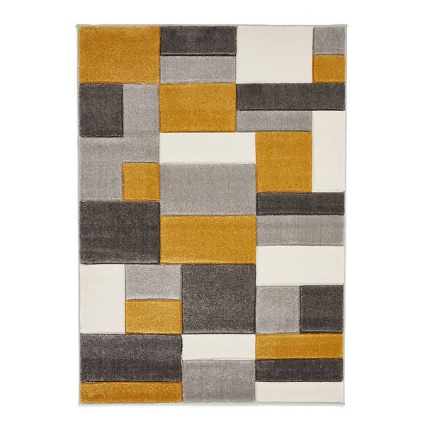 Chicago Square Rug Ochre 120x170cm Homebase
