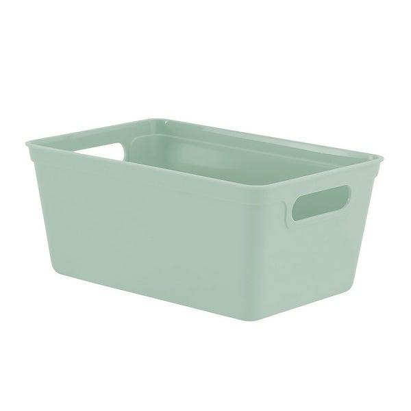 Small Plastic Storage Tray Sage Green 4L Homebase