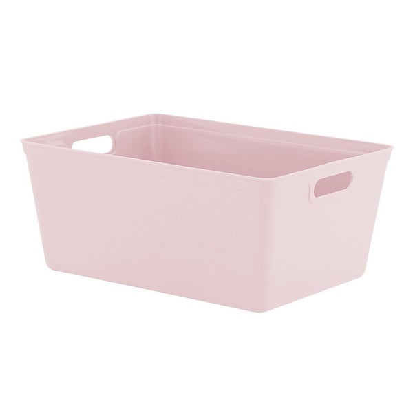 Large Plastic Storage Tray Pink 11L Homebase